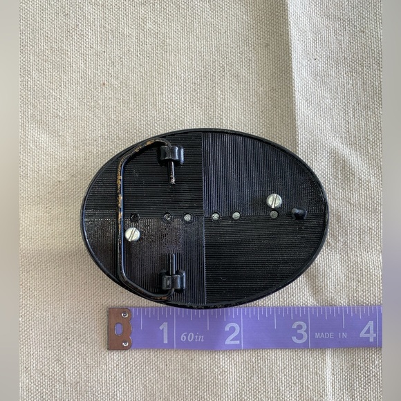 Floral Cast Metal Belt Buckle Gunmetal Finish With Agate Like Inclusion Small - Picture 4 of 5